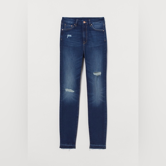 h&m super comfortable and skinny high waist ankle length ripped jeans high waist - Picture 1 of 16